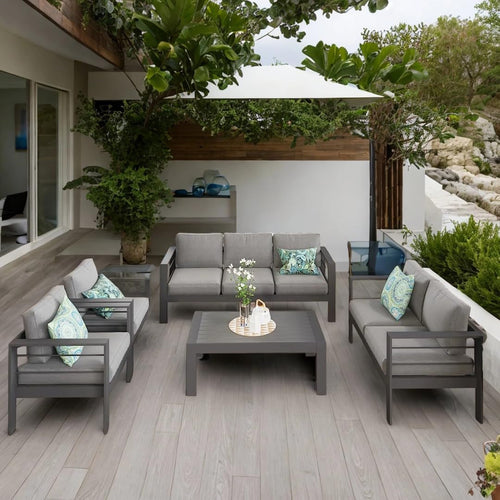 7-Piece Aluminum Outdoor Sofa Set with Cushions