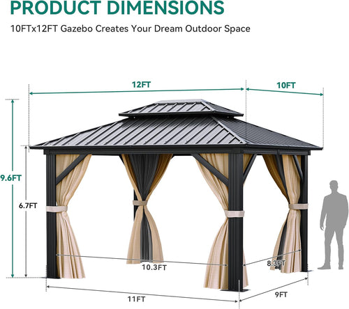Double-Roof Hardtop Gazebo