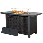 Black Rectangular Propane Fire Pit Table with Hideaway Tank Storage