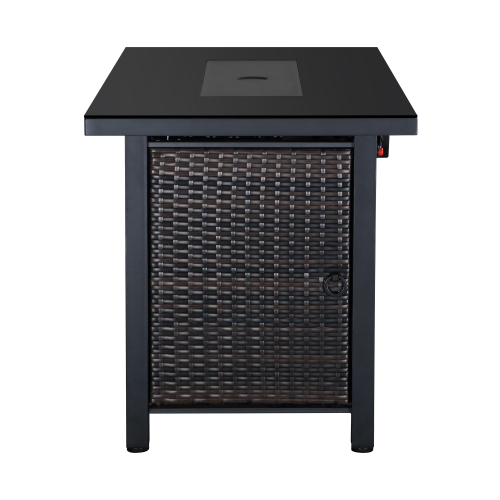 Black Rectangular Propane Fire Pit Table with Hideaway Tank Storage