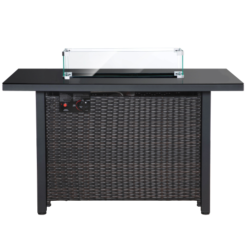 Black Rectangular Propane Fire Pit Table with Hideaway Tank Storage