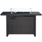Black Rectangular Propane Fire Pit Table with Hideaway Tank Storage