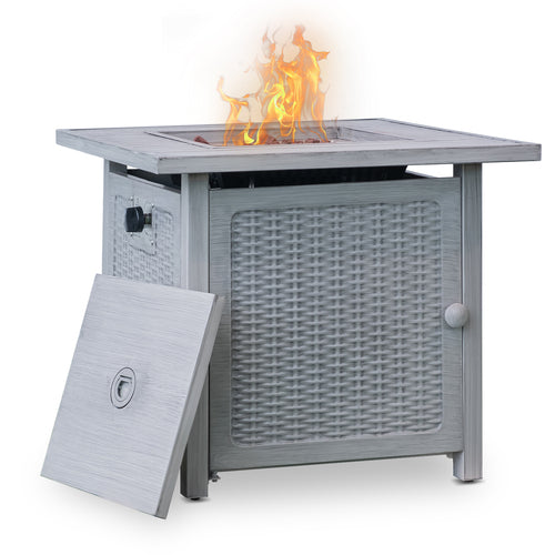 28" Outdoor Propane Gas Fire Pit Table with Slat Top