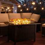 Black Rectangular Propane Fire Pit Table with Hideaway Tank Storage