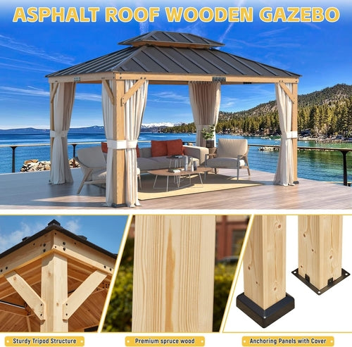 11' x 13' Spruce Wood Patio Gazebo